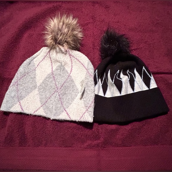 Accessories - Bundle of 2 Argyle Knit Pom Beanies NEW!!!
